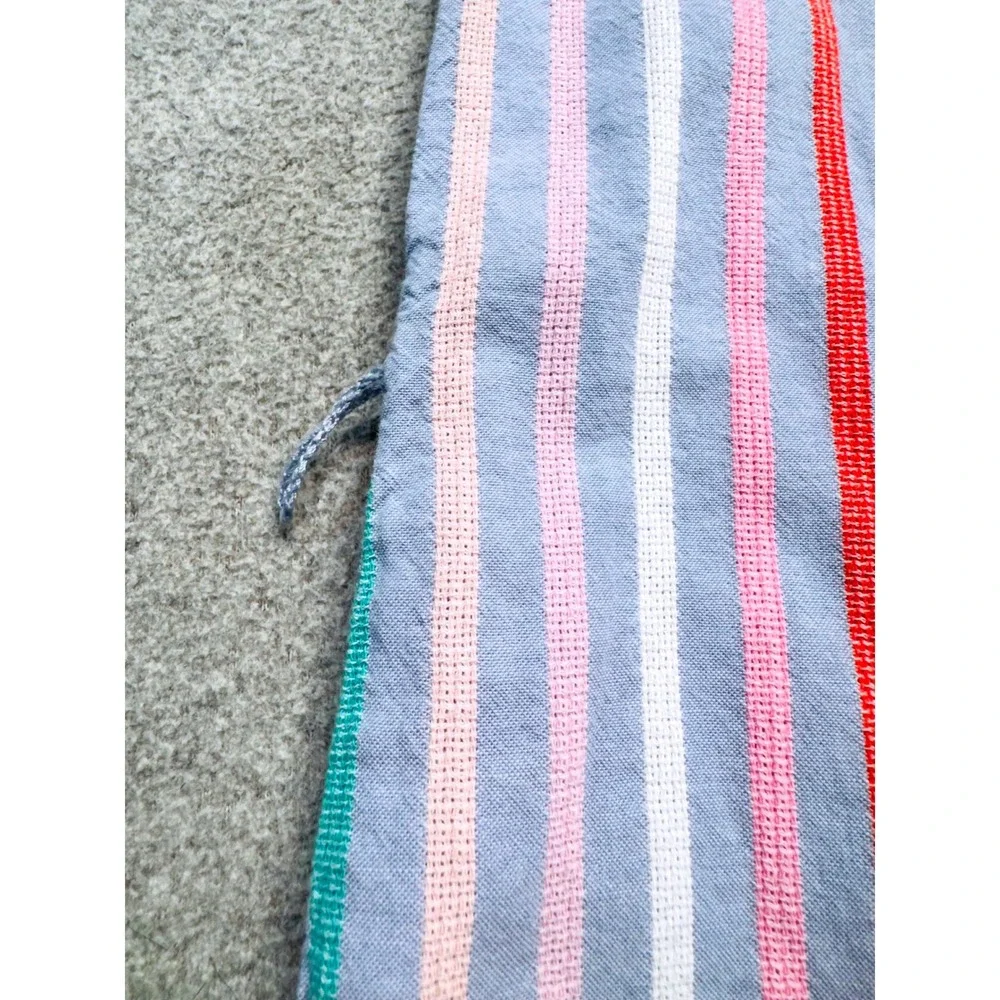 Gap Kids Shirt Dress Girls Size 8 Blue Rainbow Stripe Button Front Cap Sleeve